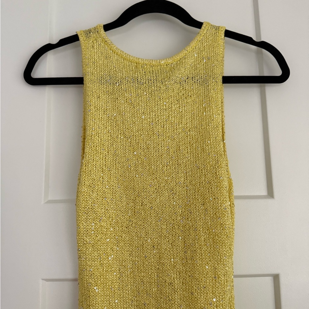 Asta Resort Natalia Sequin Knit Dress Chartreuse Yellow NEW with tags - Picture 6 of 14